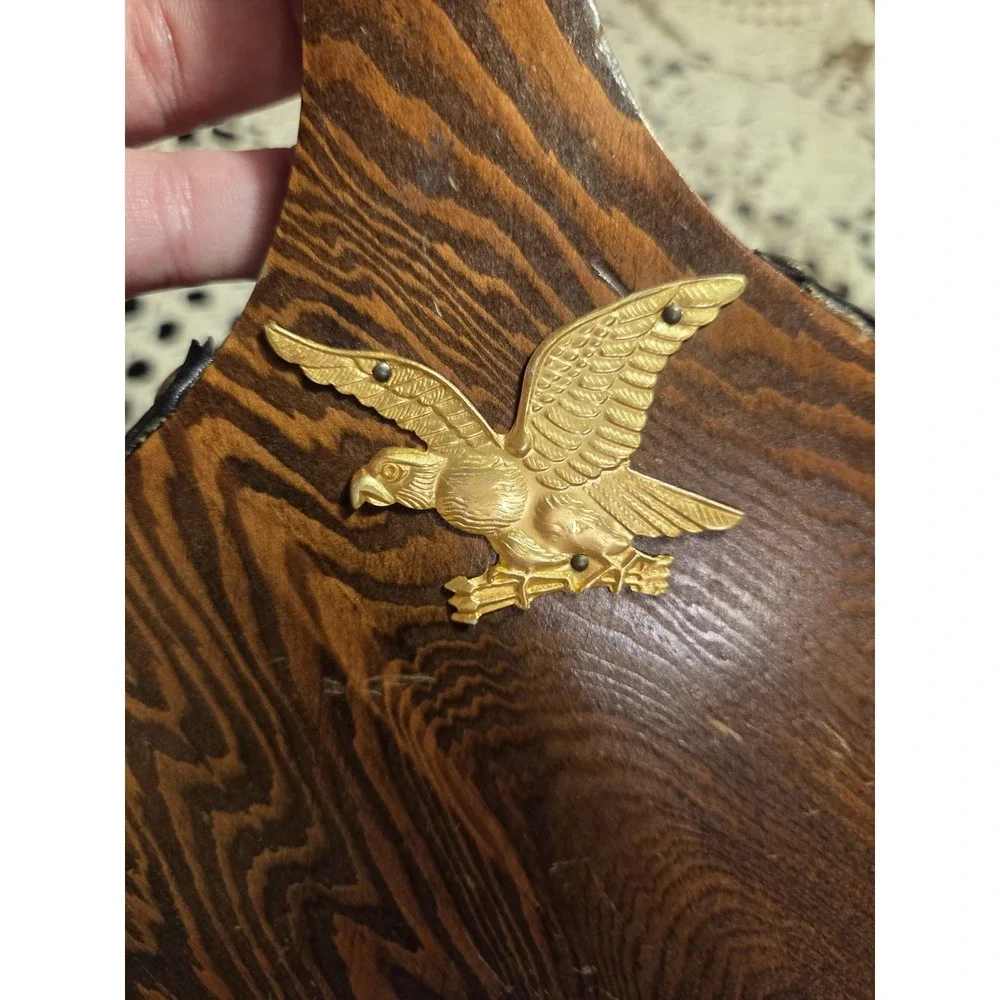 Vintage Wood And Leather Brass Eagle Fireplace Bellow
